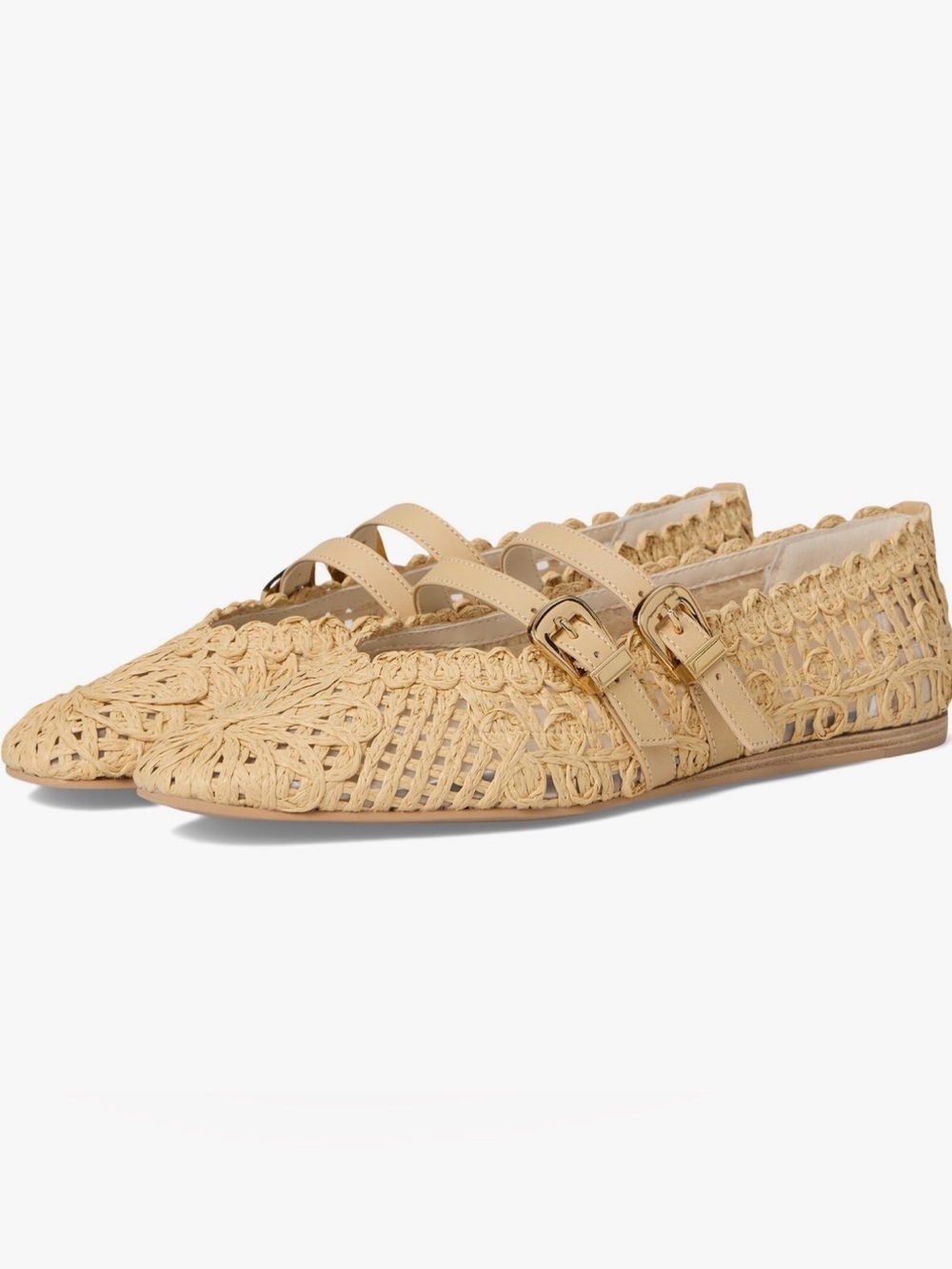 New in box - Dolce Vita Beige Woven Double Buckle Flats size 12W